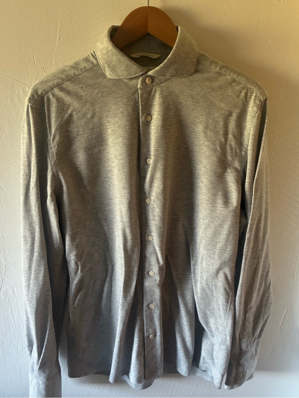 Suit Supply Light Gray Long-Sleeve Button-Up Shirt Medium Slim Fit